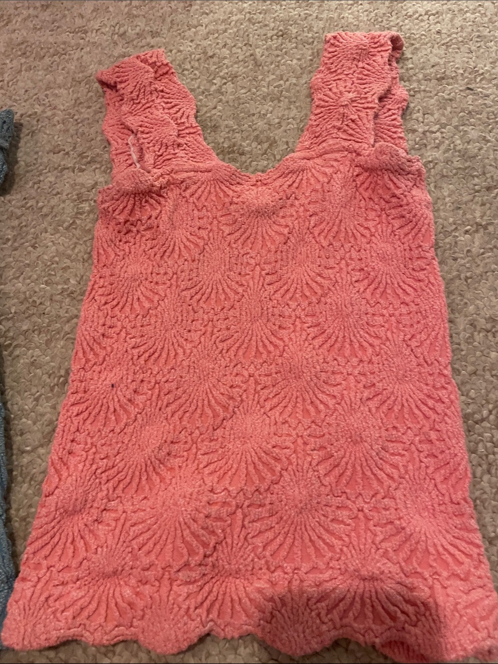 3 Free People Textured Tank Tops in Teal and Coral and cream - Picture 5 of 8